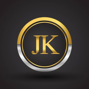Gümüş ve altın harfler jk vektör çizim