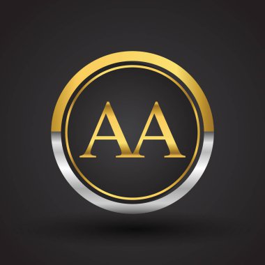 aa vektör çizim gümüş ve altın harfler
