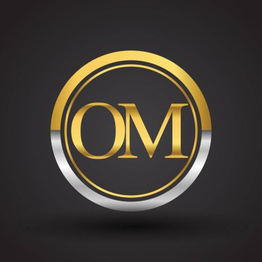 om vektör çizim gümüş ve altın harfler