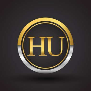 Gümüş ve altın harfler hu vektör çizim