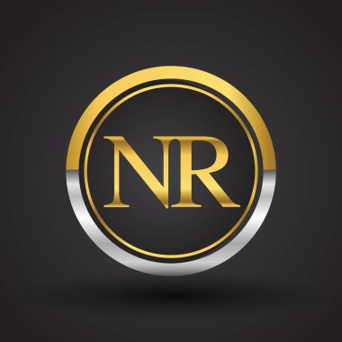 Gümüş ve altın harfler nr vektör çizim