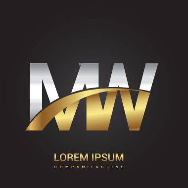 Gümüş ve altın harfler mw çizimi vektör