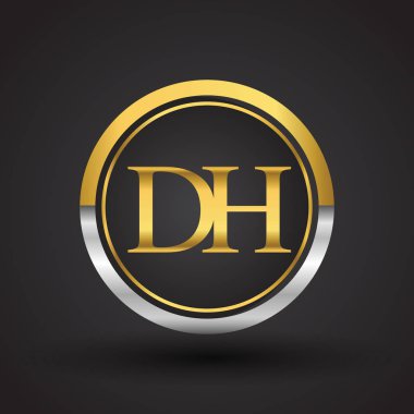 dh vektör çizim gümüş ve altın harfler