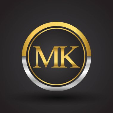 mk vektör çizim gümüş ve altın harfler