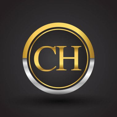Gümüş ve altın harfler ch vektör çizim