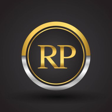 Gümüş ve altın harfler rp vektör çizim