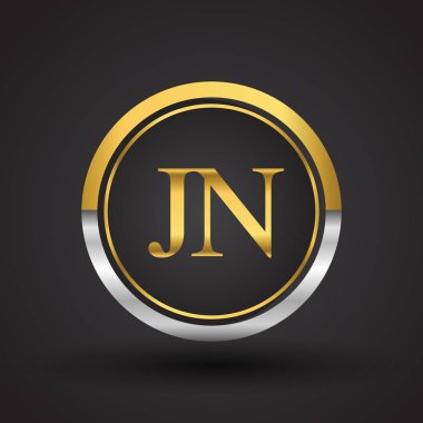 Gümüş ve altın harfler jn vektör çizim