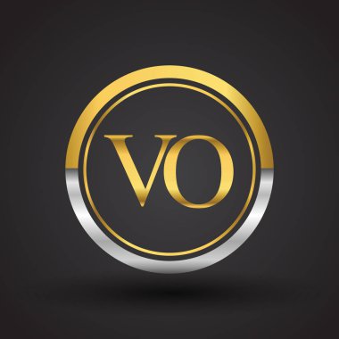vektör çizim gümüş ve altın harf vo