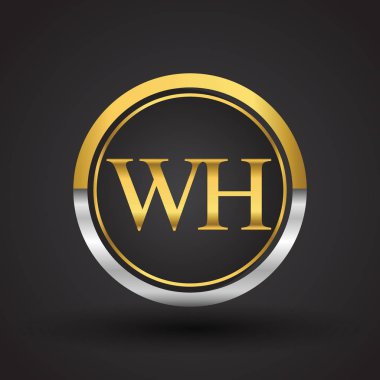 wh vektör çizim gümüş ve altın harfler