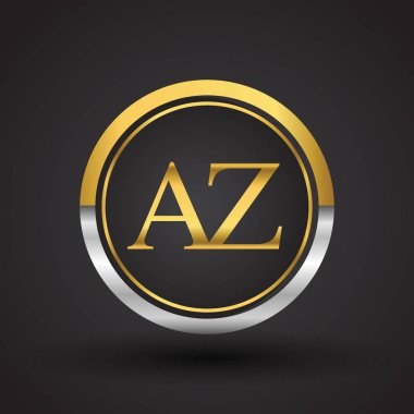 az vektör çizim gümüş ve altın harfler