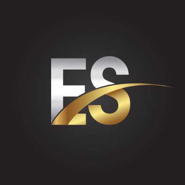 Gümüş ve altın harf es illüstrasyon vektör