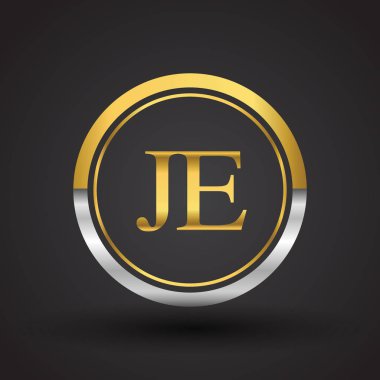 Gümüş ve altın harf je vektör çizim