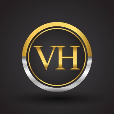 Gümüş ve altın harfler vh vektör çizim