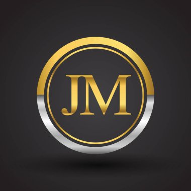 Gümüş ve altın harfler jm vektör çizim