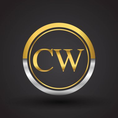 Gümüş ve altın harfler cw vektör çizim