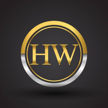 hw vektör çizim gümüş ve altın harfler