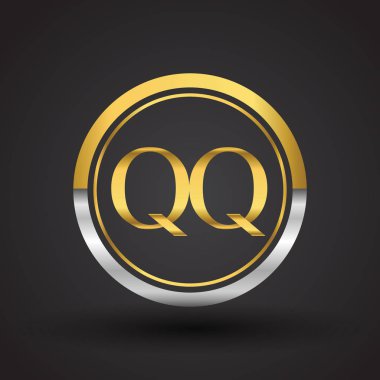 Gümüş ve altın harfler qq vektör çizim