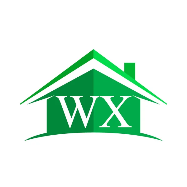 Witte Letters Groene Huis Achtergrond — Stockvector