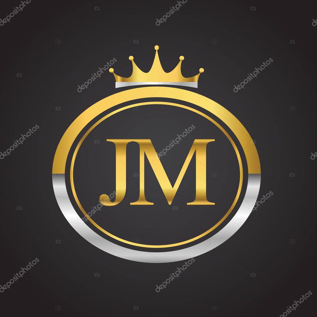 Vector illustration of  golden letters jm