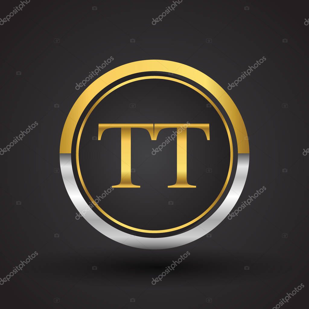 Vector illustration of silver and golden letters tt