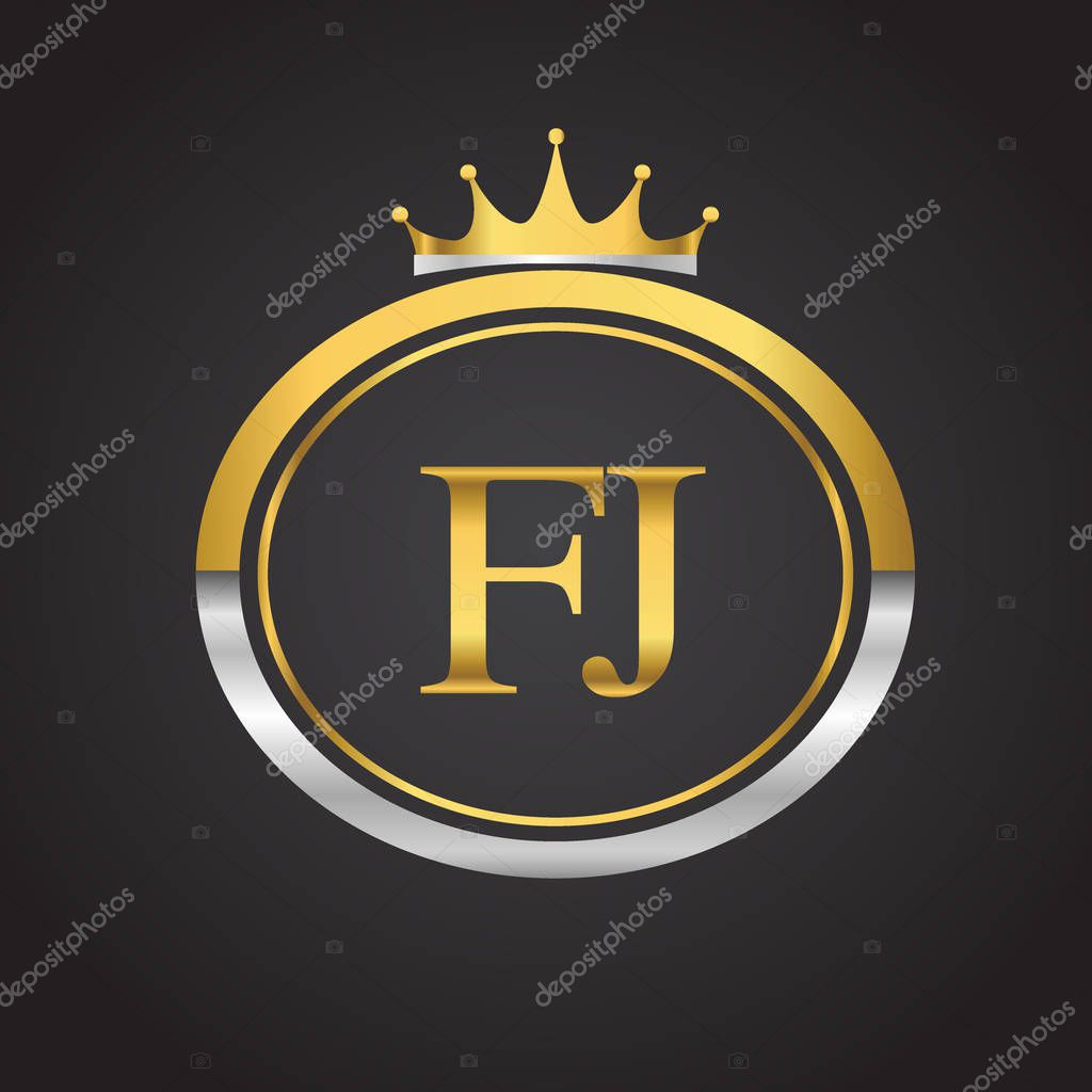 Vector illustration of  golden letters fj