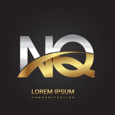 Gümüş ve altın harfler nq çizimi vektör