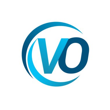 Mavi vektör çizim harf vo