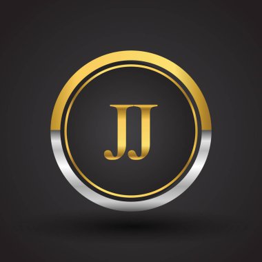 jj vektör çizim gümüş ve altın harfler