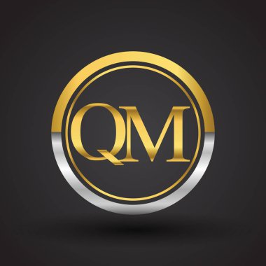 qm vektör çizim gümüş ve altın harfler