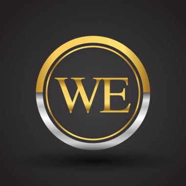 vektör çizim gümüş ve altın harfler biz