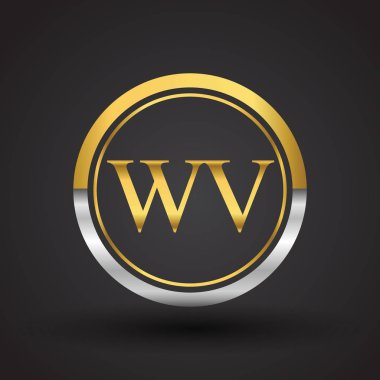 wv vektör çizim gümüş ve altın harfler