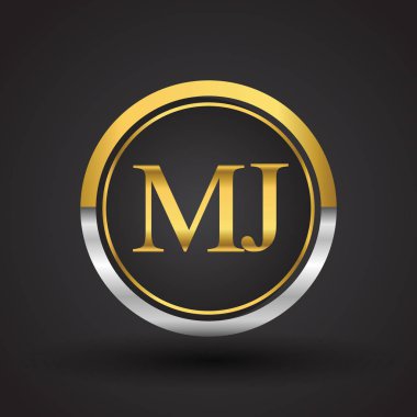 Gümüş ve altın harfler mj vektör çizim