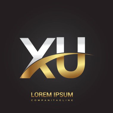 Gümüş ve altın harfler xu çizimi vektör