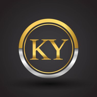 ky vektör çizim gümüş ve altın harfler