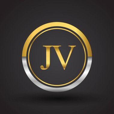 jv vektör çizim gümüş ve altın harfler