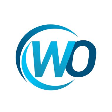 Mavi vektör çizim wo mektuplar