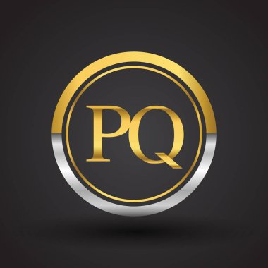 pq vektör çizim gümüş ve altın harfler