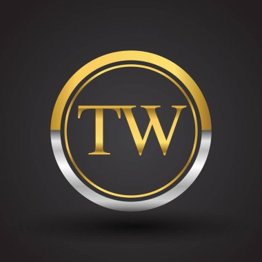 Gümüş ve altın harfler tw vektör çizim