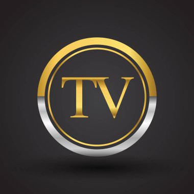 tv vektör çizim gümüş ve altın harfler