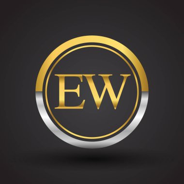 ew vektör çizim gümüş ve altın harfler