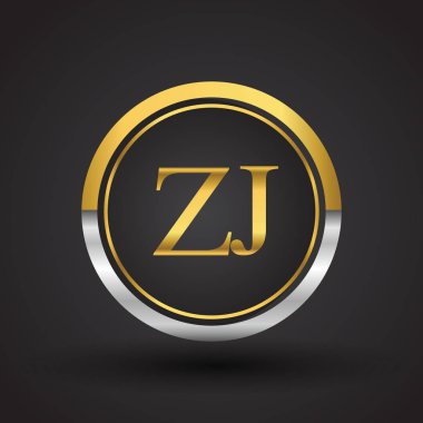 Gümüş ve altın harfler zj vektör çizim