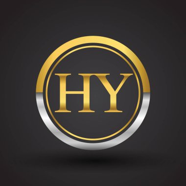 Gümüş ve altın harfler hy vektör çizim