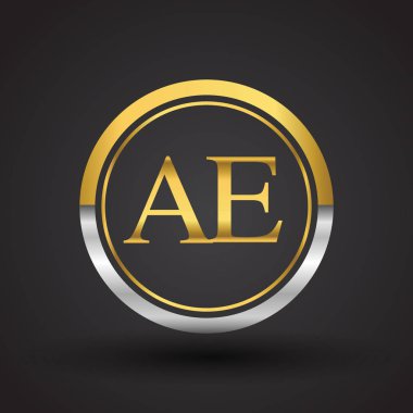 Gümüş ve altın harf ae vektör çizim