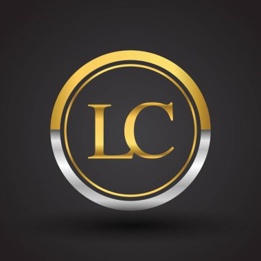 Gümüş ve altın harfleri lc vektör çizim