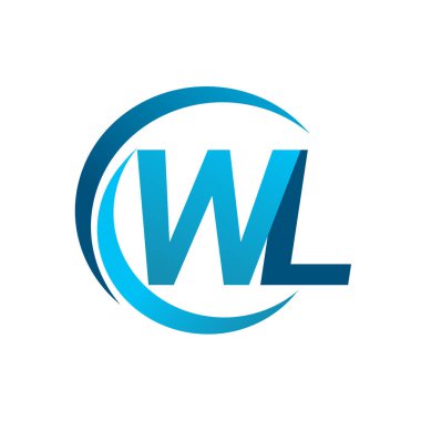 Mavi vektör çizim wl mektuplar