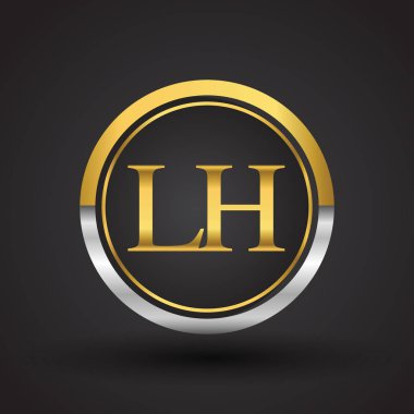 lh vektör çizim gümüş ve altın harfler