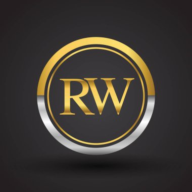 Gümüş ve altın harfler rw vektör çizim