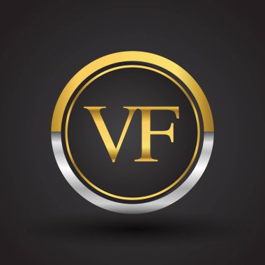 vf vektör çizim gümüş ve altın harfler