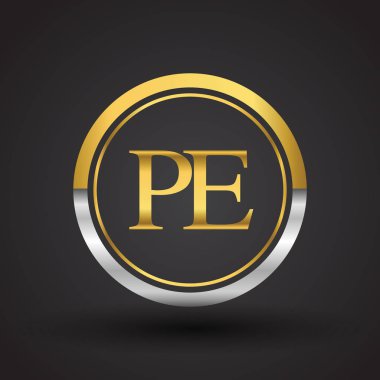 Gümüş ve altın harf pe vektör çizim