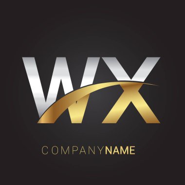 Gümüş ve altın harfler wx çizimi vektör